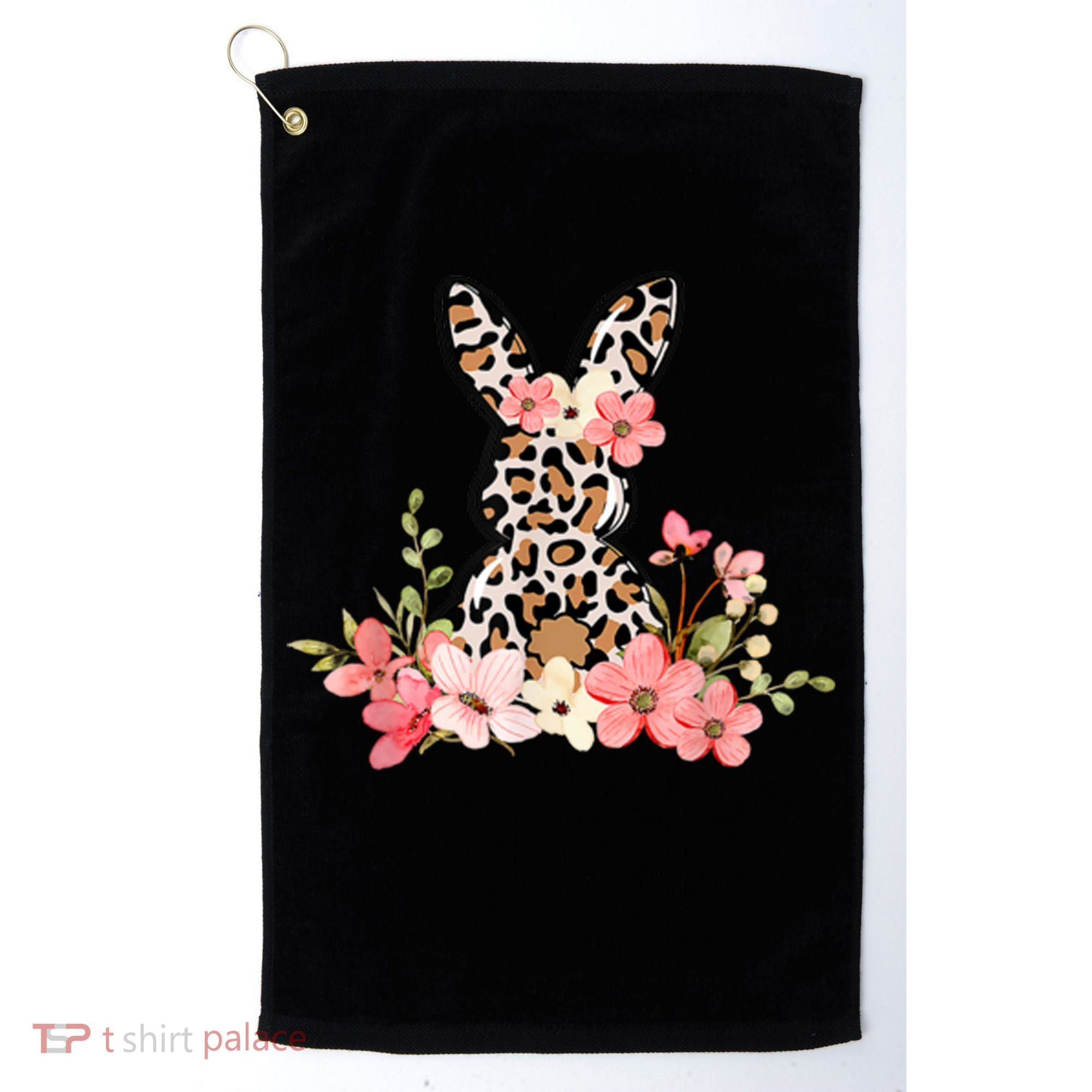 Floral Cheetah Easter Bunny Golf Towel