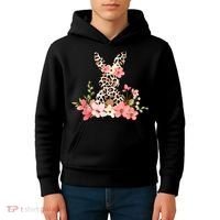 Floral Cheetah Easter Bunny Kids Hoodie thumb 4