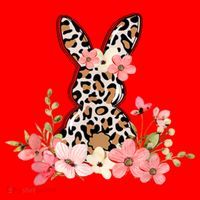 Floral Cheetah Easter Bunny Santa Hat thumb 1