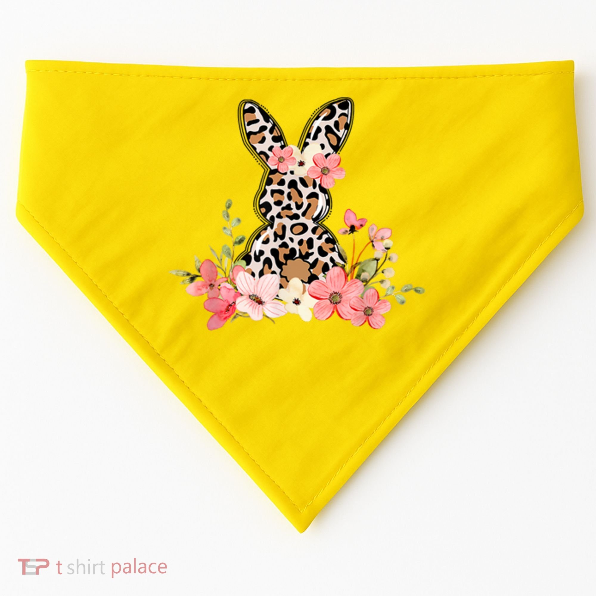 Floral Cheetah Easter Bunny USA-Made Doggie Bandana