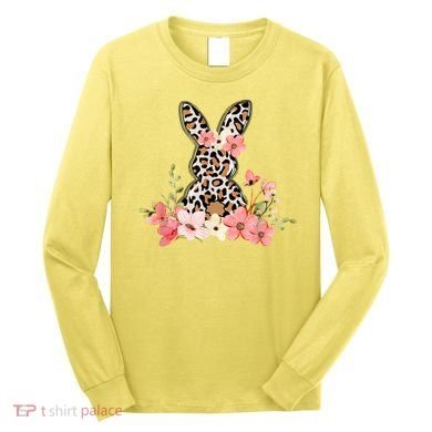 Floral Cheetah Easter Bunny Long Sleeve Shirt