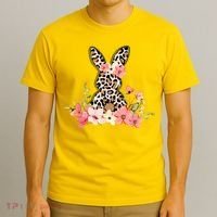 Floral Cheetah Easter Bunny T-Shirt thumb 3