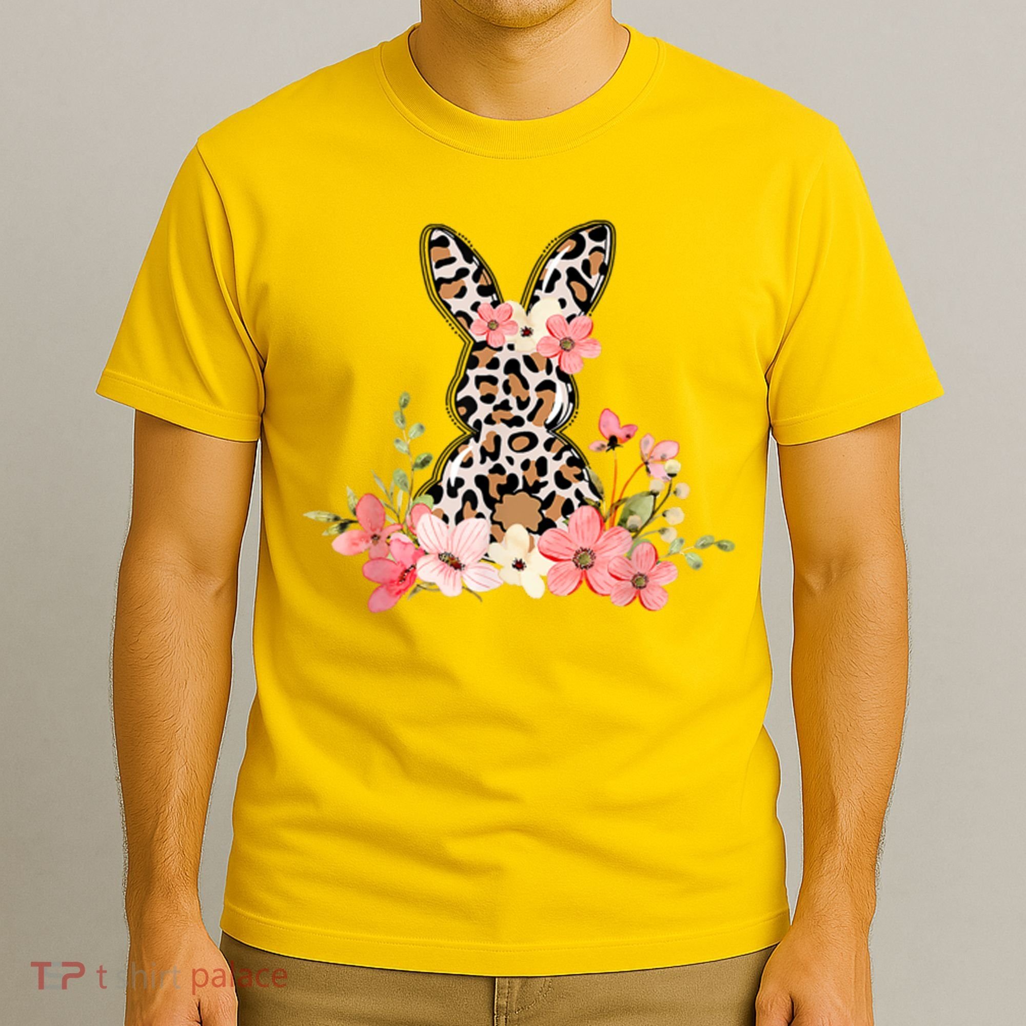 Floral Cheetah Easter Bunny T-Shirt
