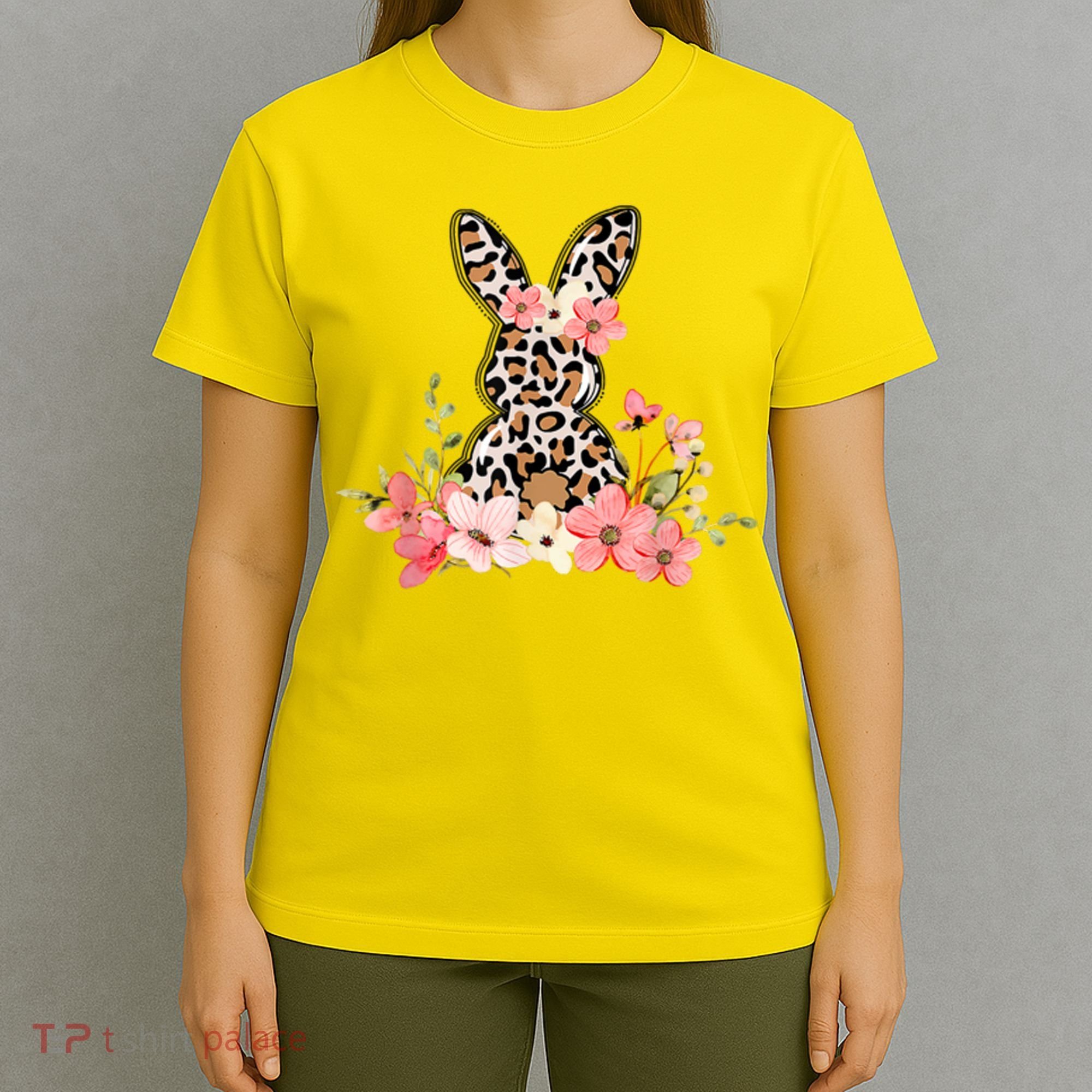 Floral Cheetah Easter Bunny T-Shirt