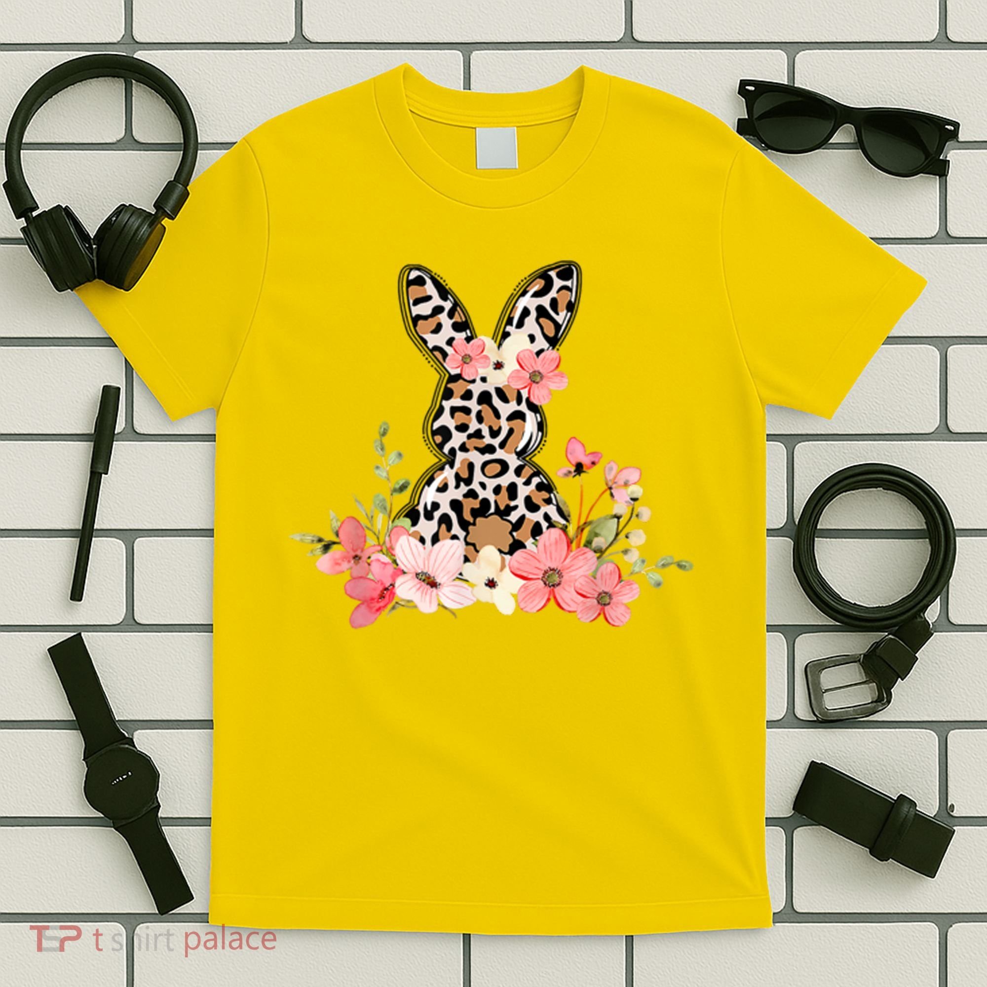 Floral Cheetah Easter Bunny T-Shirt