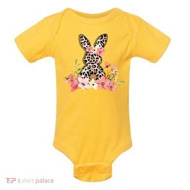 Floral Cheetah Easter Bunny Baby Bodysuit