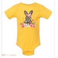Floral Cheetah Easter Bunny Baby Bodysuit thumb 0