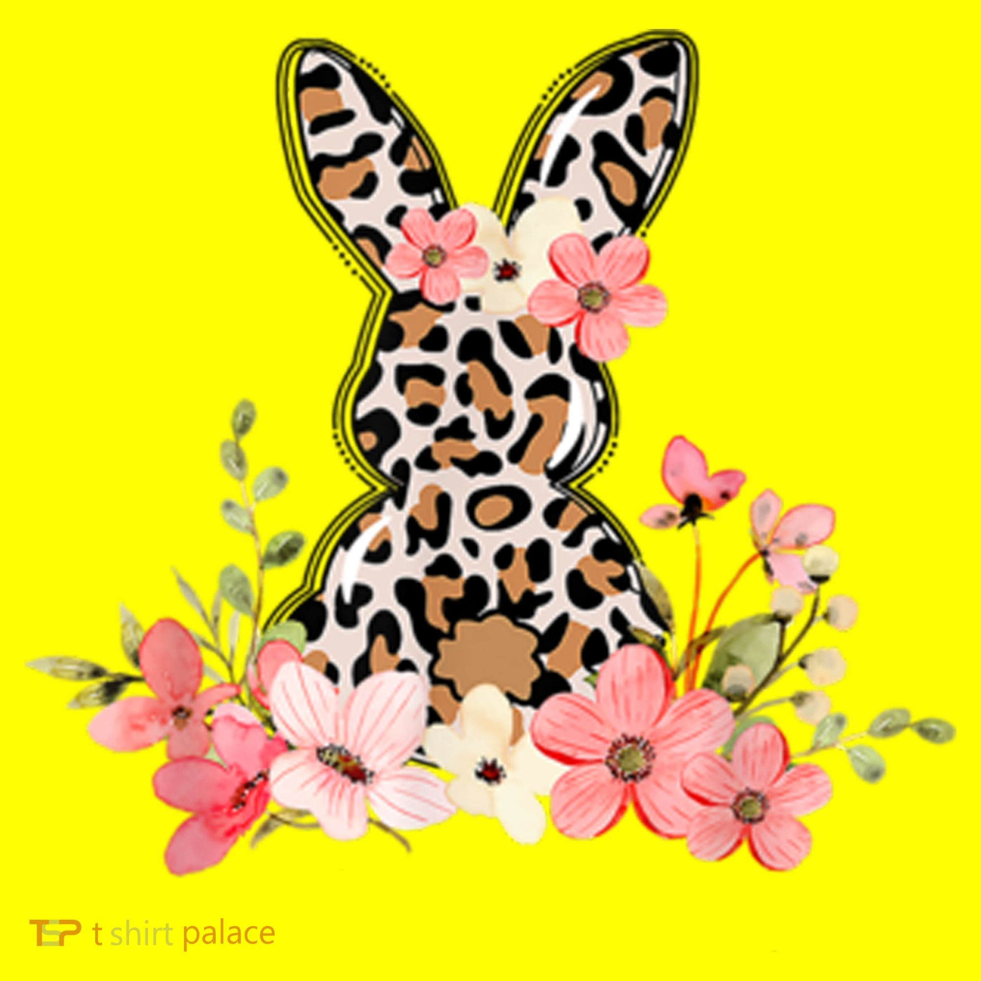 Floral Cheetah Easter Bunny Baby Bodysuit