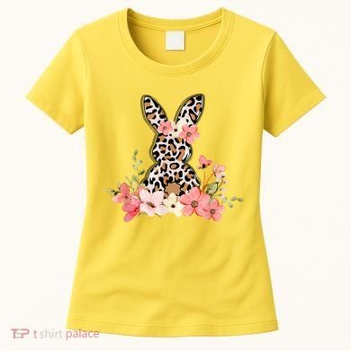 Floral Cheetah Easter Bunny Women's T-Shirt