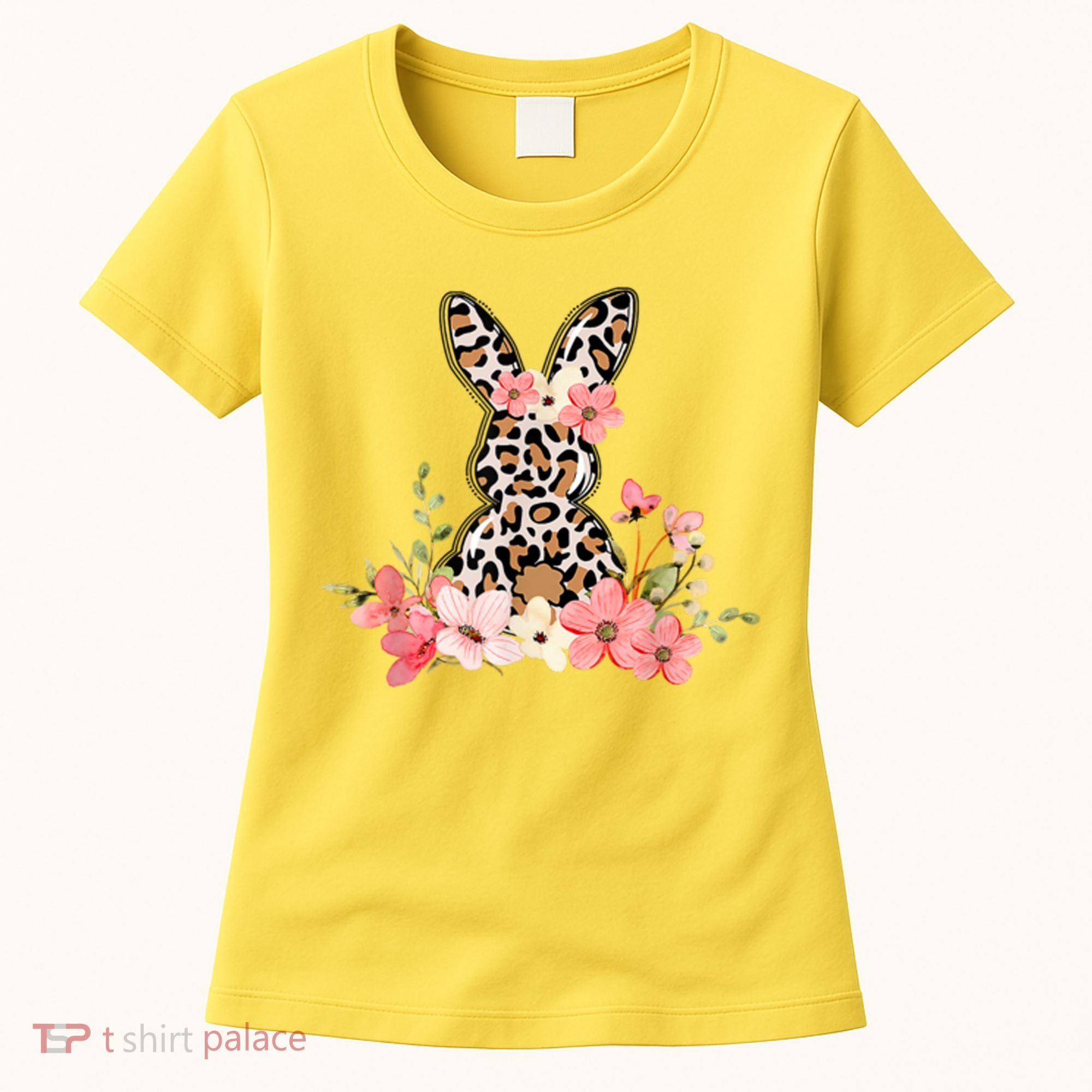 Floral Cheetah Easter Bunny Women's T-Shirt
