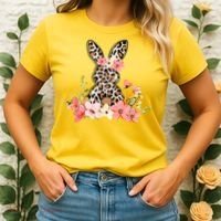 Floral Cheetah Easter Bunny Women's T-Shirt thumb 2