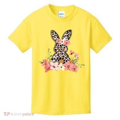 Floral Cheetah Easter Bunny Kids T-Shirt