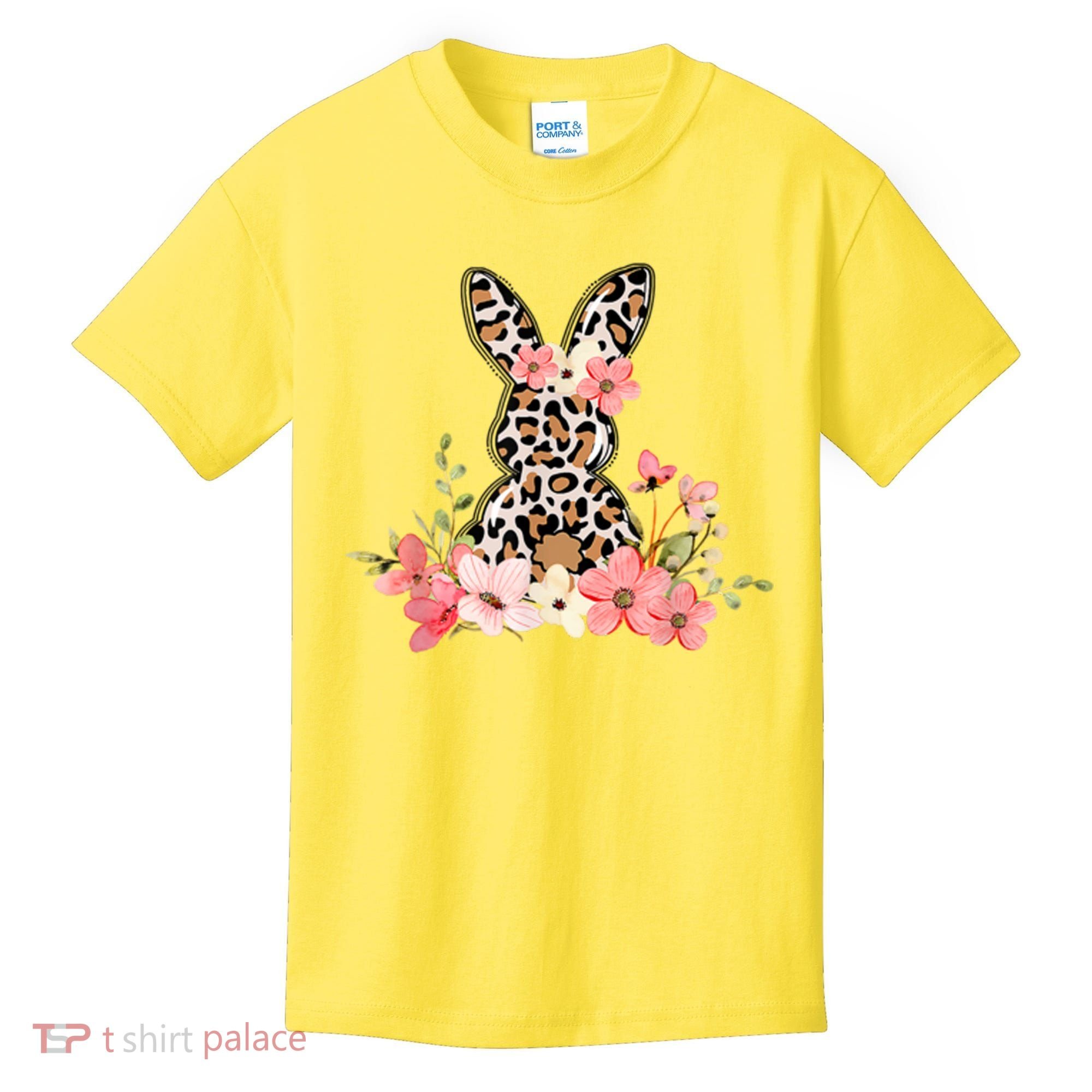 Floral Cheetah Easter Bunny Kids T-Shirt