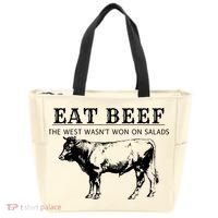 Funny Cow Eat Beef the West Wasn't Won on Salads Farm Cattle Tote Bag thumb 0