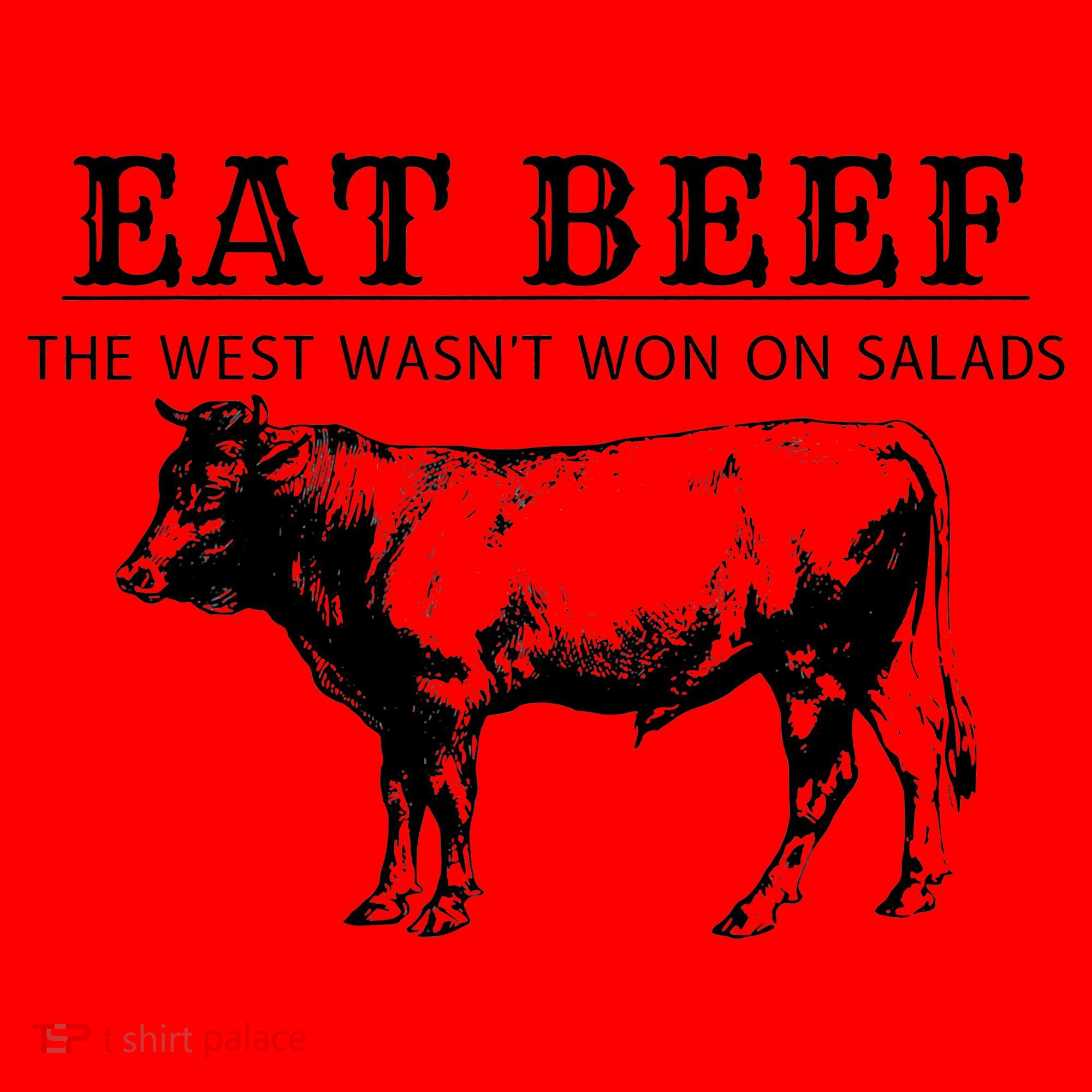 Funny Cow Eat Beef the West Wasn't Won on Salads Farm Cattle Santa Hat
