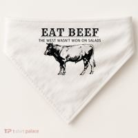 Funny Cow Eat Beef the West Wasn't Won on Salads Farm Cattle USA-Made Doggie Bandana thumb 0