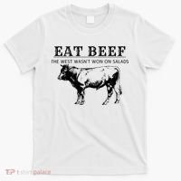 Funny Cow Eat Beef the West Wasn't Won on Salads Farm Cattle T-Shirt thumb 0