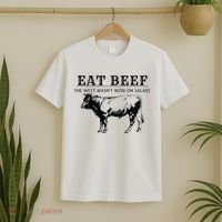 Funny Cow Eat Beef the West Wasn't Won on Salads Farm Cattle T-Shirt thumb 2