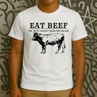 Funny Cow Eat Beef the West Wasn't Won on Salads Farm Cattle T-Shirt thumb 3