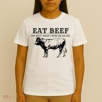 Funny Cow Eat Beef the West Wasn't Won on Salads Farm Cattle T-Shirt thumb 4