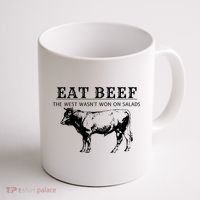 Funny Cow Eat Beef the West Wasn't Won on Salads Farm Cattle Coffee Mug thumb 1