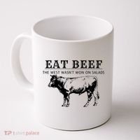 Funny Cow Eat Beef the West Wasn't Won on Salads Farm Cattle Coffee Mug thumb 0