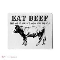 Funny Cow Eat Beef the West Wasn't Won on Salads Farm Cattle Mousepad thumb 0