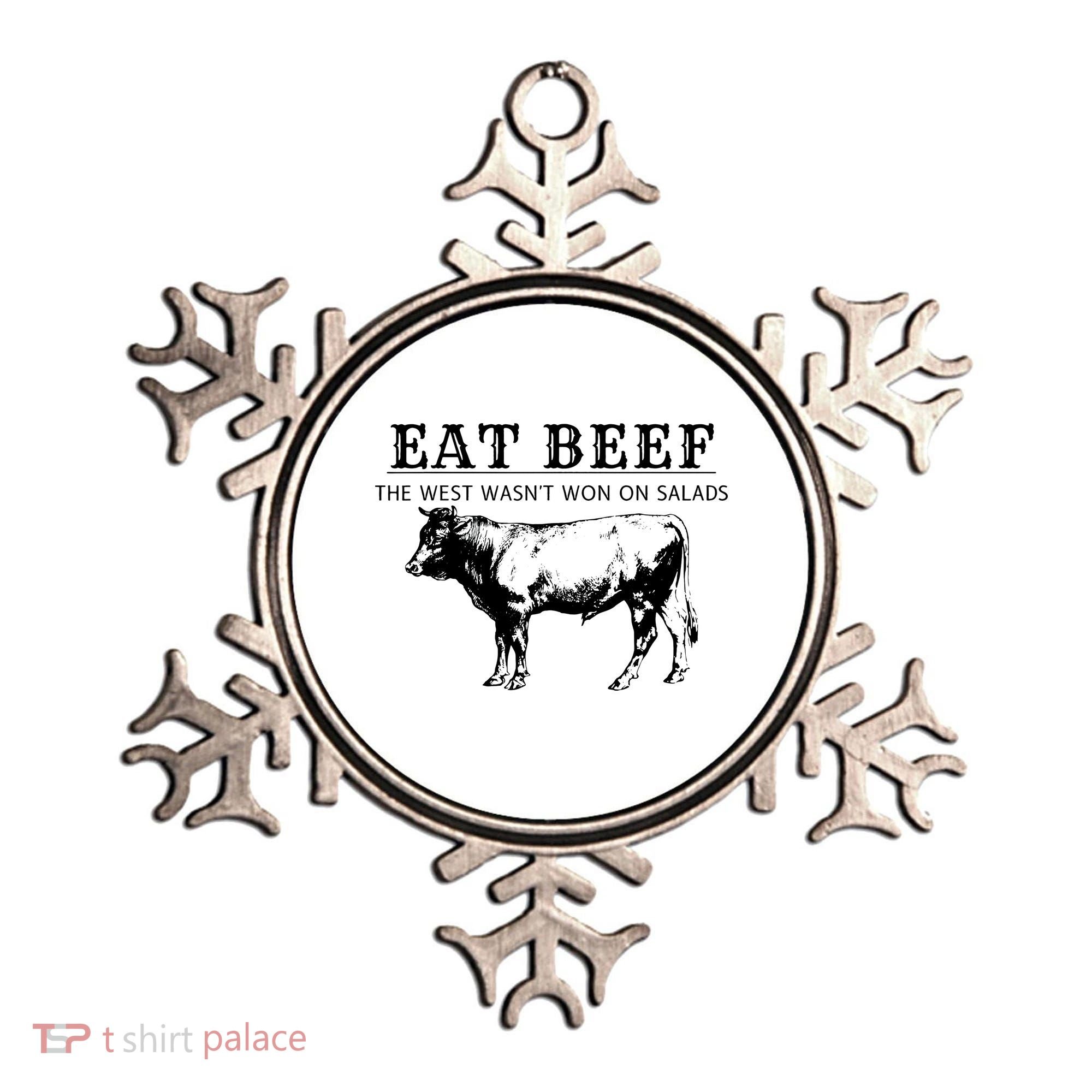 Funny Cow Eat Beef the West Wasn't Won on Salads Farm Cattle Ornament