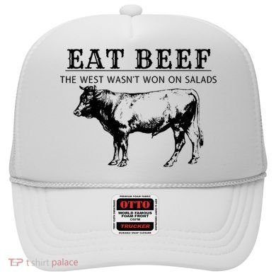Funny Cow Eat Beef the West Wasn't Won on Salads Farm Cattle Hat