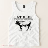 Funny Cow Eat Beef the West Wasn't Won on Salads Farm Cattle Tank Top thumb 2