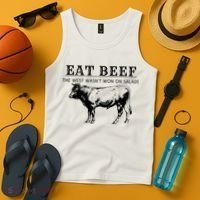 Funny Cow Eat Beef the West Wasn't Won on Salads Farm Cattle Tank Top thumb 4