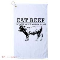 Funny Cow Eat Beef the West Wasn't Won on Salads Farm Cattle Golf Towel thumb 0