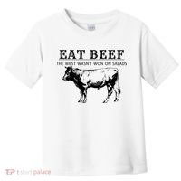 Funny Cow Eat Beef the West Wasn't Won on Salads Farm Cattle Toddler T-Shirt thumb 0