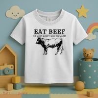 Funny Cow Eat Beef the West Wasn't Won on Salads Farm Cattle Toddler T-Shirt thumb 3