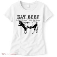 Funny Cow Eat Beef the West Wasn't Won on Salads Farm Cattle Women's T-Shirt thumb 0