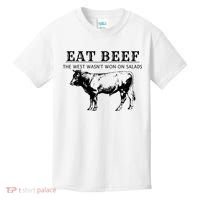 Funny Cow Eat Beef the West Wasn't Won on Salads Farm Cattle Kids T-Shirt thumb 0