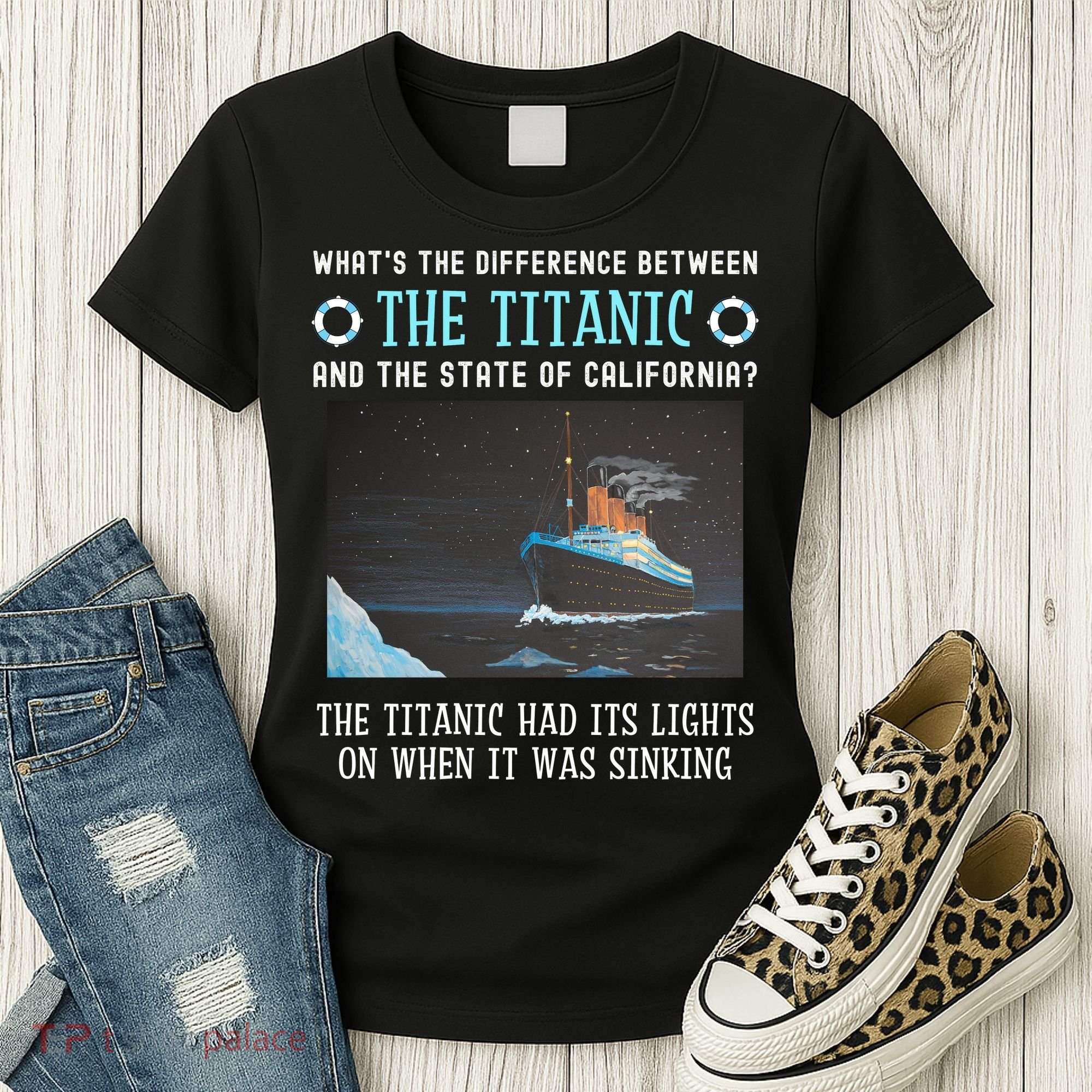Funny California Energy Crisis Titanic Conservative Women's T-Shirt