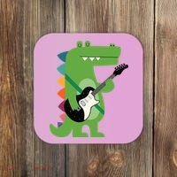 Funny Crocodile Electric Guitar Crocorock Guitarist Musician Premium Coaster thumb 0