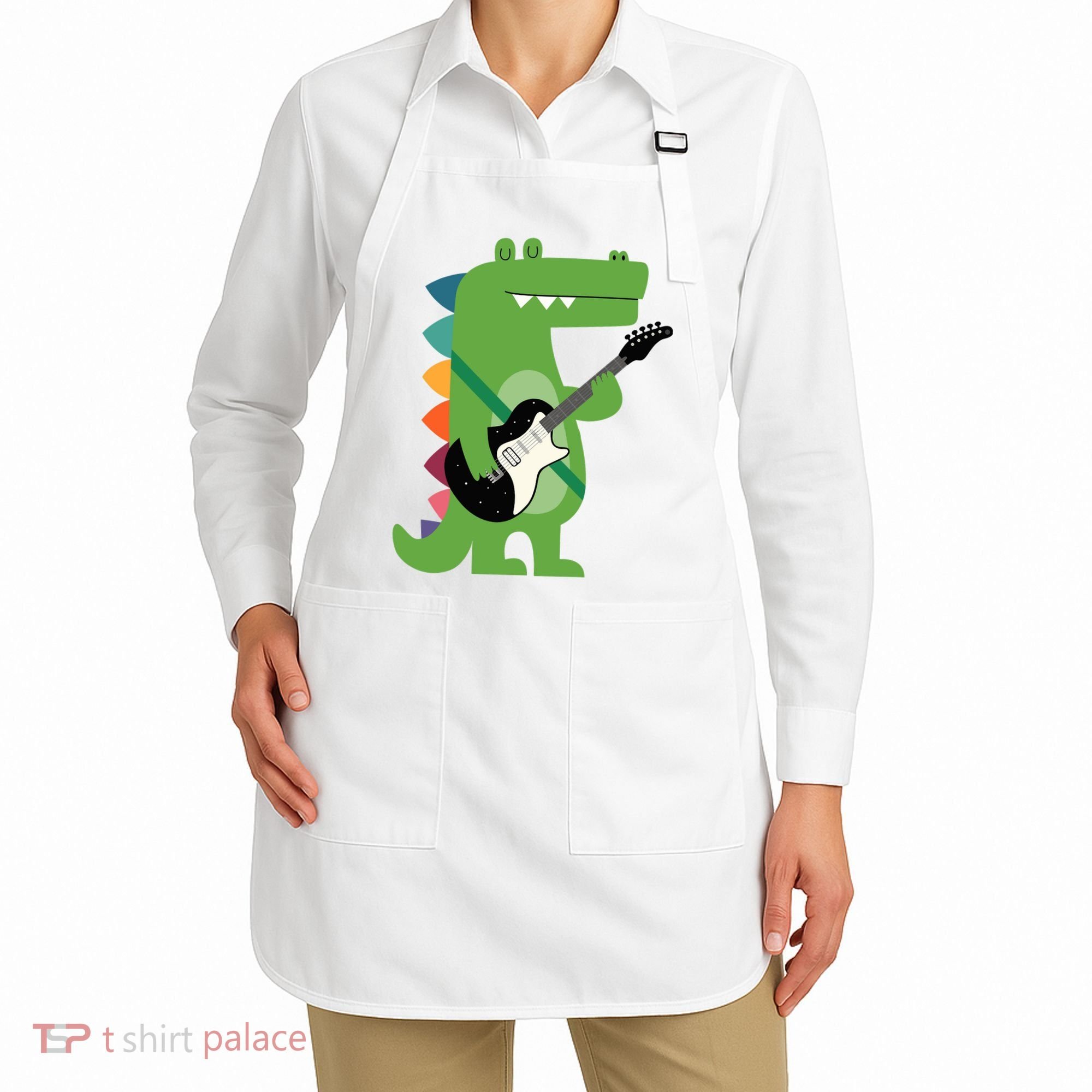 Funny Crocodile Electric Guitar Crocorock Guitarist Musician Premium Apron