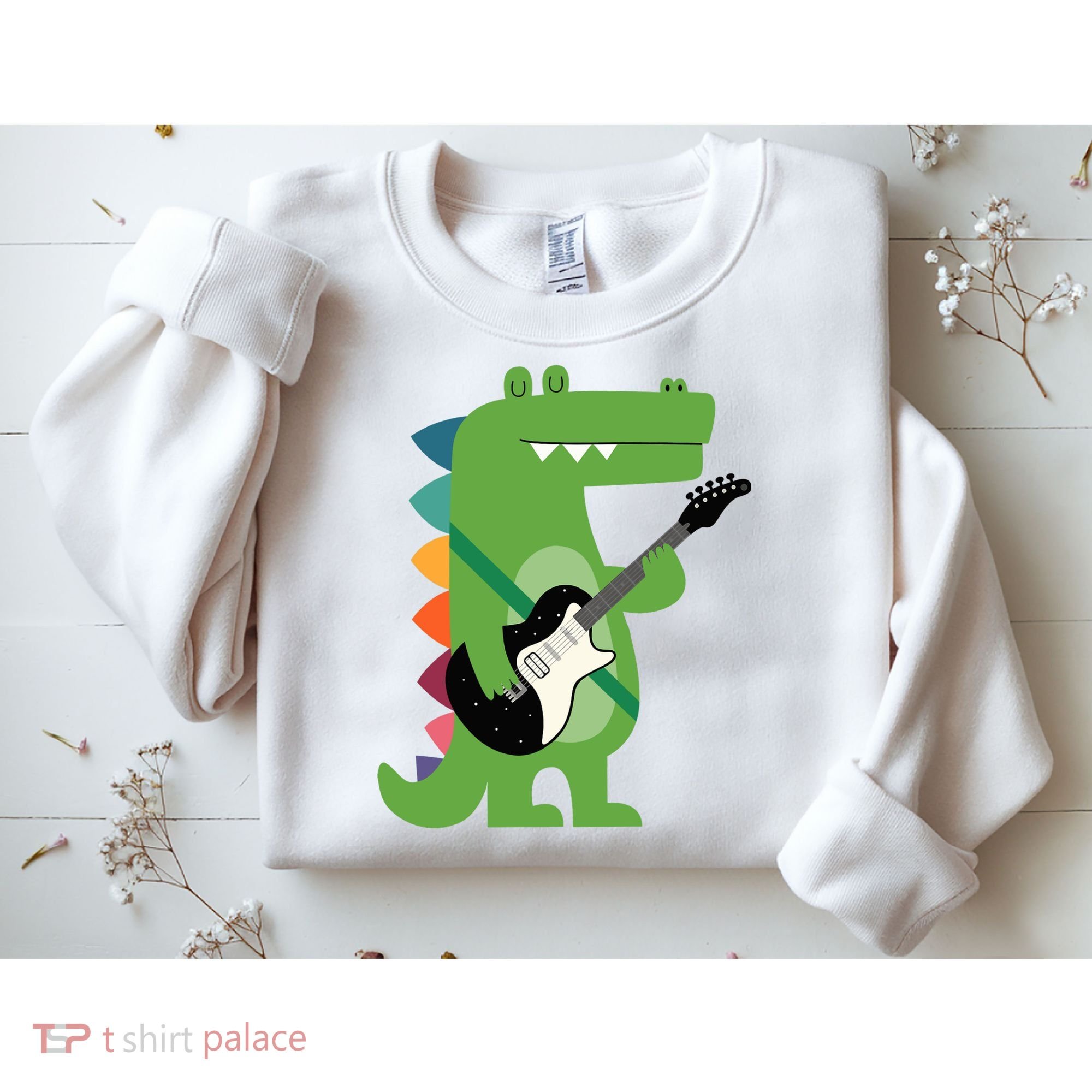 Funny Crocodile Electric Guitar Crocorock Guitarist Musician Premium Sweatshirt