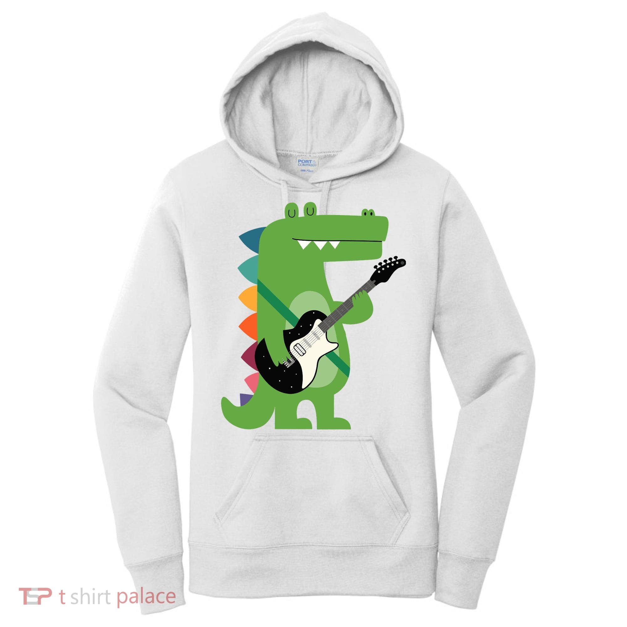Funny Crocodile Electric Guitar Crocorock Guitarist Musician Premium Women's Hoodie