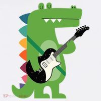 Funny Crocodile Electric Guitar Crocorock Guitarist Musician Premium Women's Hoodie thumb 2