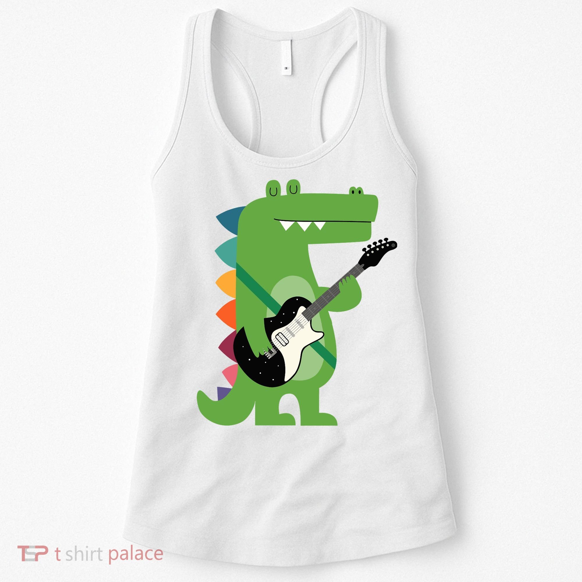 Funny Crocodile Electric Guitar Crocorock Guitarist Musician Premium Women's Tank Top