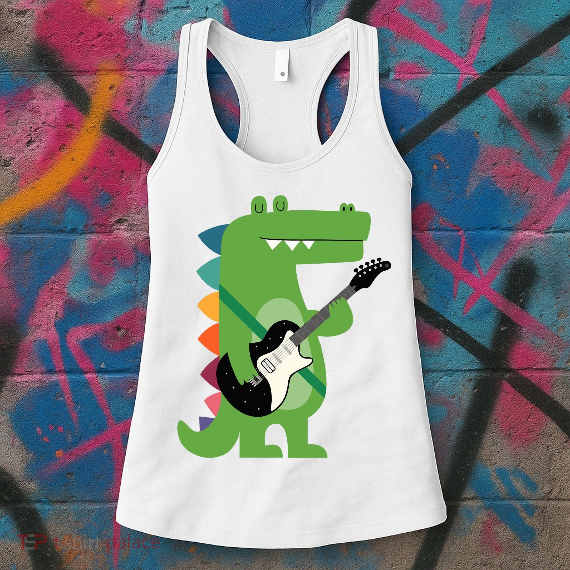 Funny Crocodile Electric Guitar Crocorock Guitarist Musician Premium Women's Tank Top