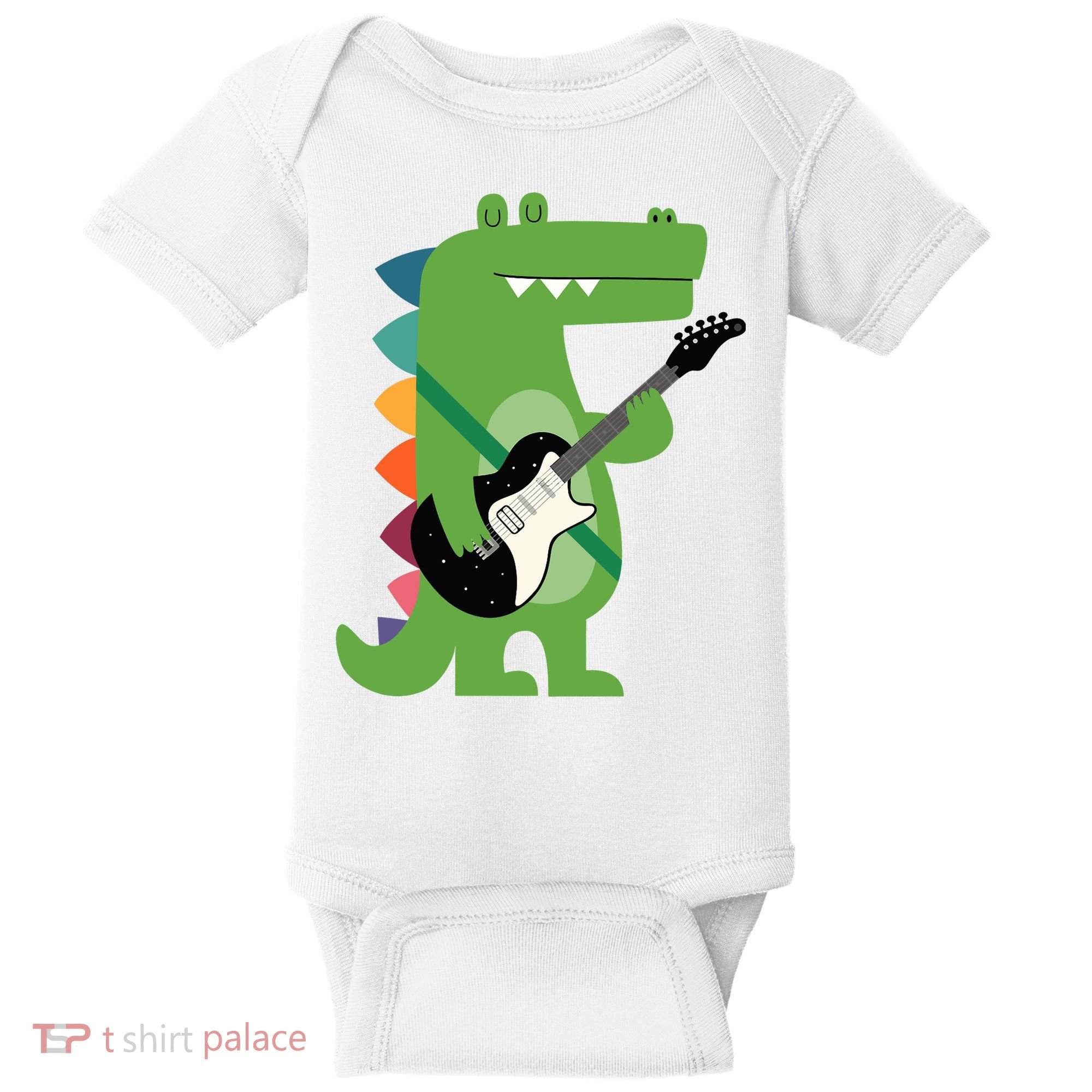 Funny Crocodile Electric Guitar Crocorock Guitarist Musician Premium Baby Bodysuit