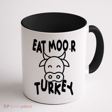 Funny Cow Eat More Turkey Thanksgiving Coffee Mug back