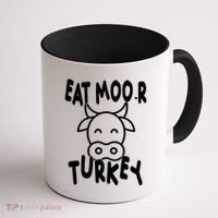 Funny Cow Eat More Turkey Thanksgiving Coffee Mug thumb 1