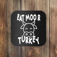 Funny Cow Eat More Turkey Thanksgiving Coaster thumb 0