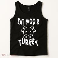 Funny Cow Eat More Turkey Thanksgiving Tank Top thumb 2