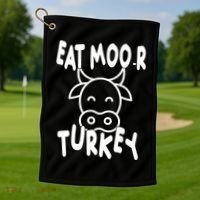 Funny Cow Eat More Turkey Thanksgiving Golf Towel thumb 1